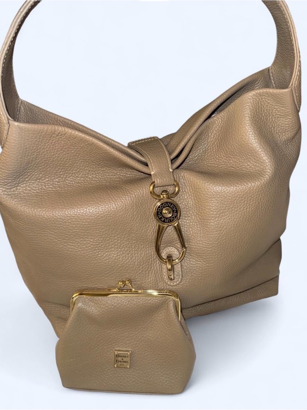 Dooney & Bourke Taupe Pebbled Leather Hobo with Coin Purse